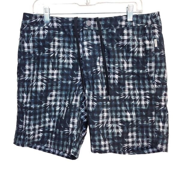 Onia Swim Shorts Mens Size 34 The Calder 7.5” Lined Tropical Palm + Check trunks - Picture 1 of 16